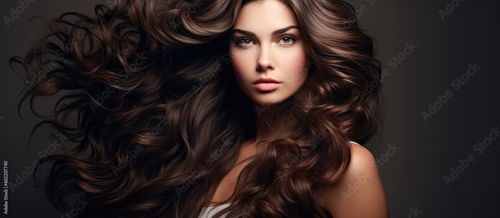 Gorgeous model with curly hair With copyspace for text Gorgeous model with curly hair With copyspace for text