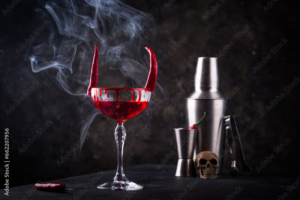 Halloween cocktail Red Devil martini