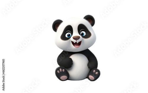 Sitting Stunning Panda with 3D Cartoon Style Isolated on Transparent Background PNG.