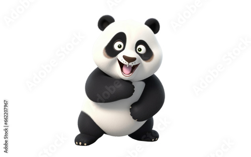Standing Stunning Panda with 3D Cartoon Style Isolated on Transparent Background PNG.