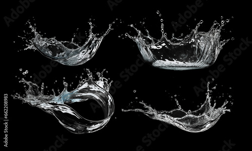 PSD water splash isolated on black background
