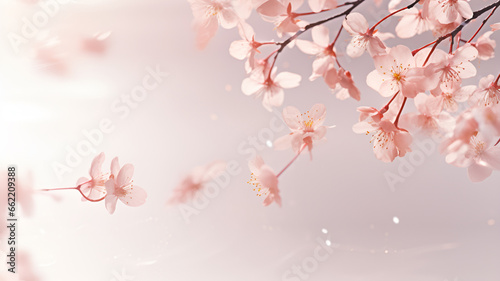 Banner with flowers on a light pink watery background.