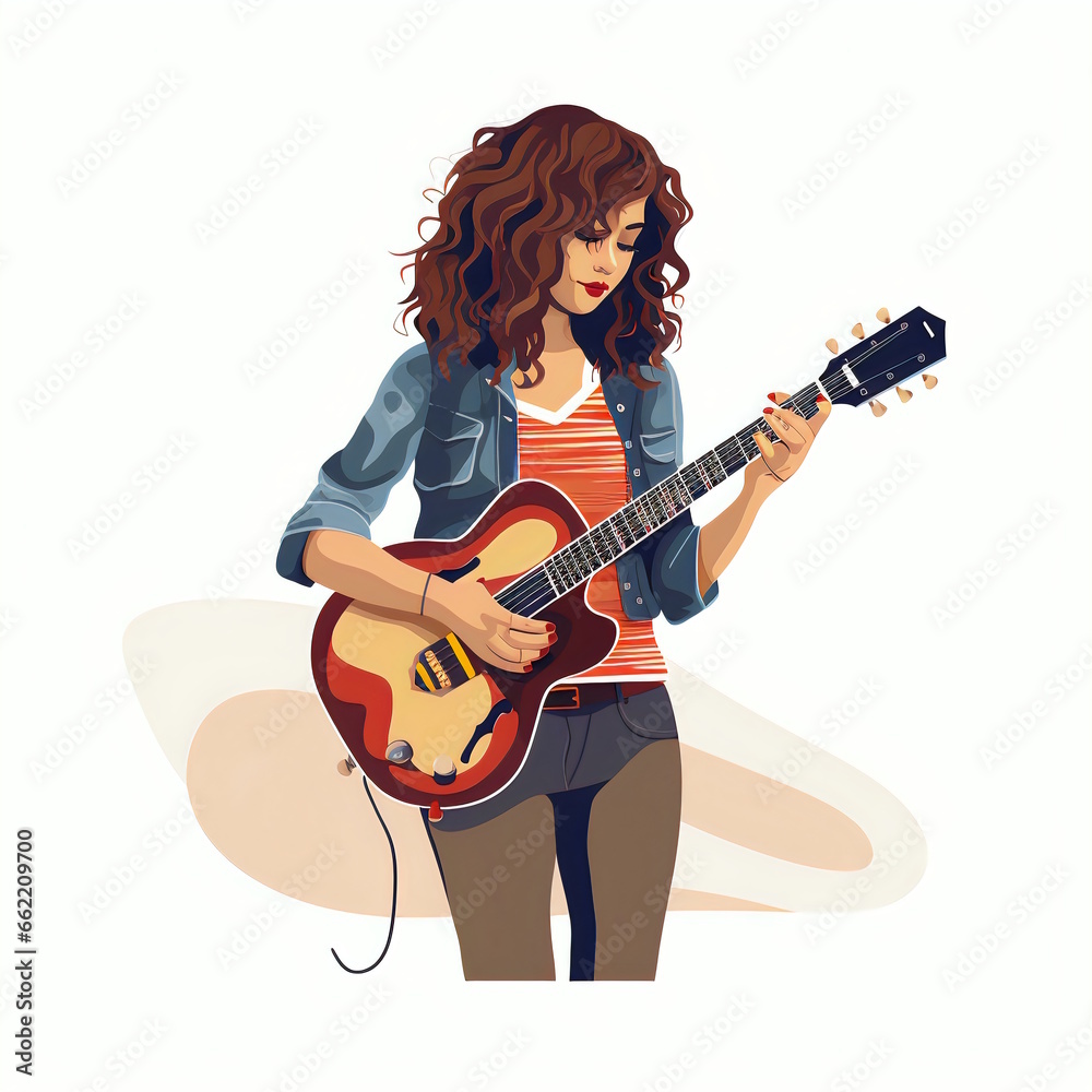 Girl Musician Cartoon Vector Illustration Girl Musician Cartoon Vector Illustration