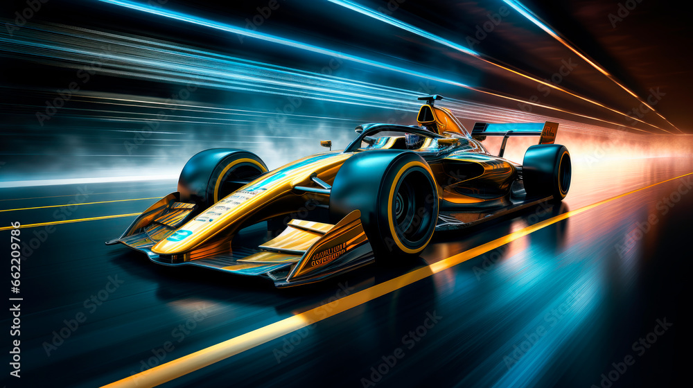 Race car with light trail effect
