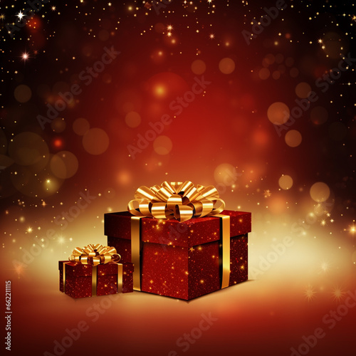 Gift box. christmas card with copy space for your design. Christmas background. Illustration. Generative AI © BoszyArtis