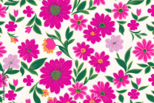 Floral pattern. Enchanting Blooms. A Captivating Floral Pattern Background. Generative AI © Pavlo