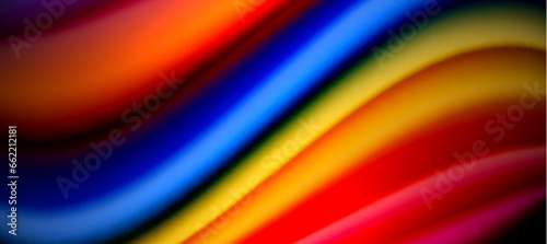 Rainbow color wave lines on black. Techno or business abstract background for posters  covers  banners  brochures  websites