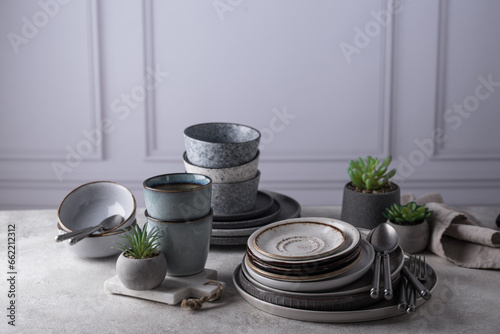 Tablou pe pânză Craft ceramic plates, bowls and cups