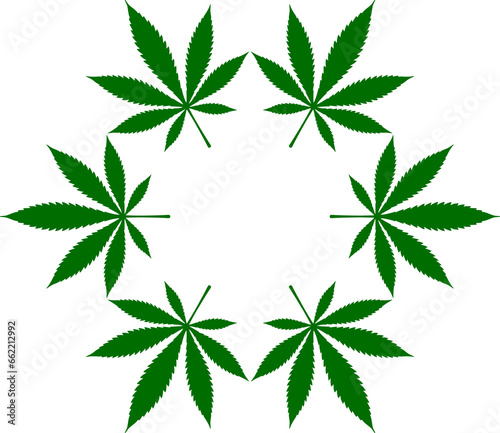 Marijuana Leaf Silhouette Composition, can use for Decoration, Ornate, Wallpaper, Cover, Art Illustration, Textile, Fabric, Fashion, or Graphic Design Element. Format PNG