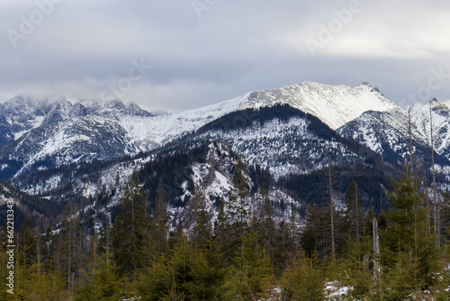 Breathtaking winter landscape of Tatra Mountains in Poland.