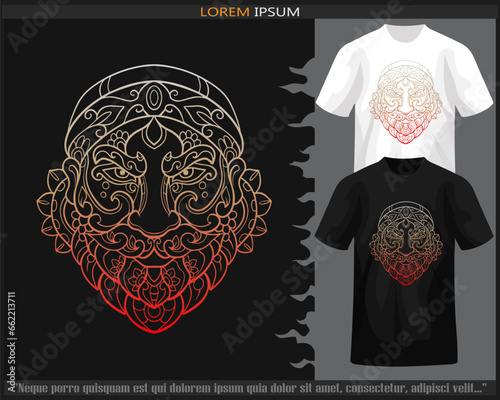 Gradient Colorful Santa Claus head mandala arts isolated on black and white t shirt.