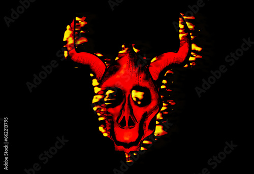 burning ox skull