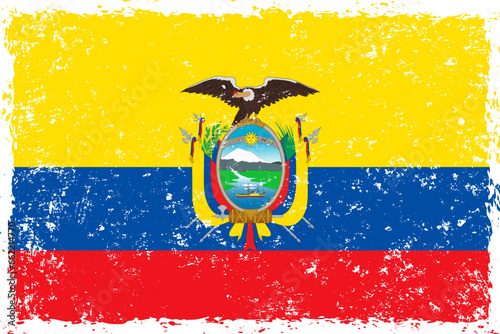 Ecuador flag grunge distressed style