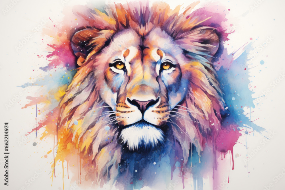 Fototapeta watercolor lion
