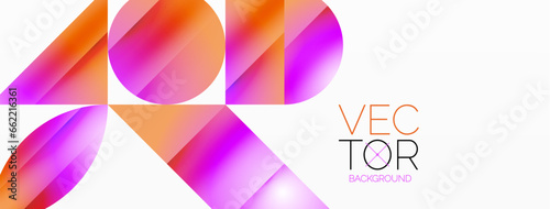 Serene gradient template. Circles and triangles mingle in minimalist perfection. Gentle fusion of forms and hues creates balanced yet captivating backdrop, embodying modern sophistication