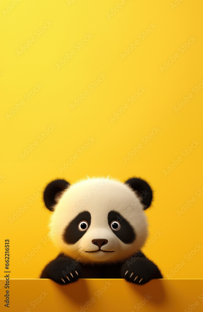 cute panda on a yellow background cute panda on a yellow background