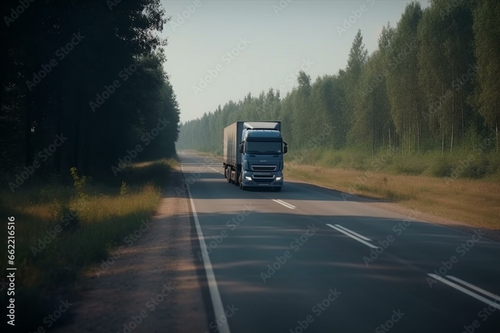 A truck is moving on the road. Generative AI