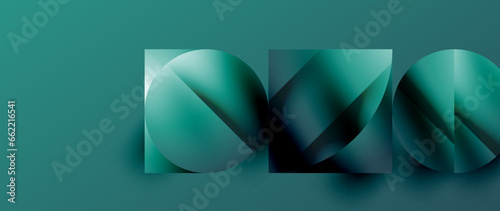 Essence of minimalism - metallic circles and squares converge upon canvas, study in restraint. The play of light on their surfaces forms subdued dance, epitomizing sophistication in simplicity