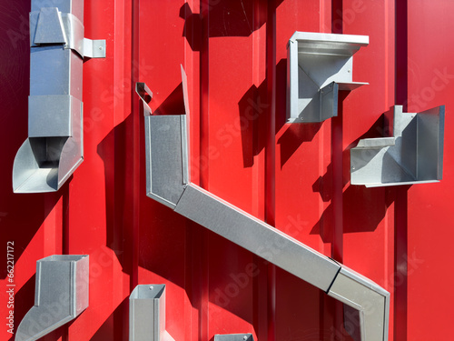 Fotografie Samples of pipes for rainwater collection are presented in the hardware store