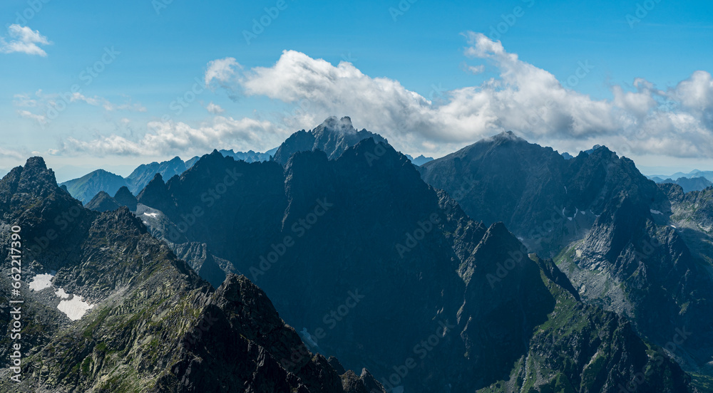 View from Vychodna Vysoka mountain peak in High Tatras mountains