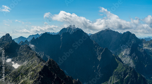 View from Vychodna Vysoka mountain peak in High Tatras mountains