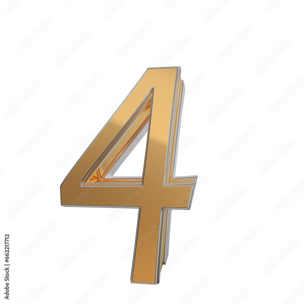 Fototapeta premium Elegant gold 3d number 4