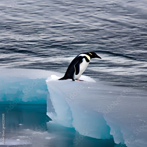 A cute and curious penguin waddling on an icy shoreline2  Generative AI