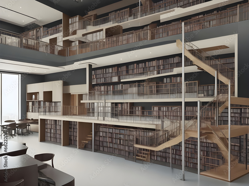 A high quality modern book library A high quality modern book library
