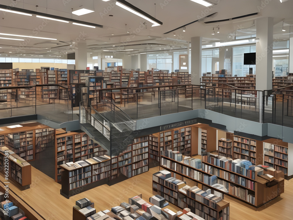A high quality modern book library A high quality modern book library