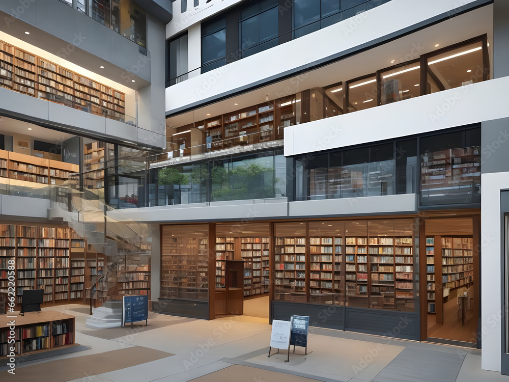 A high quality modern book library A high quality modern book library