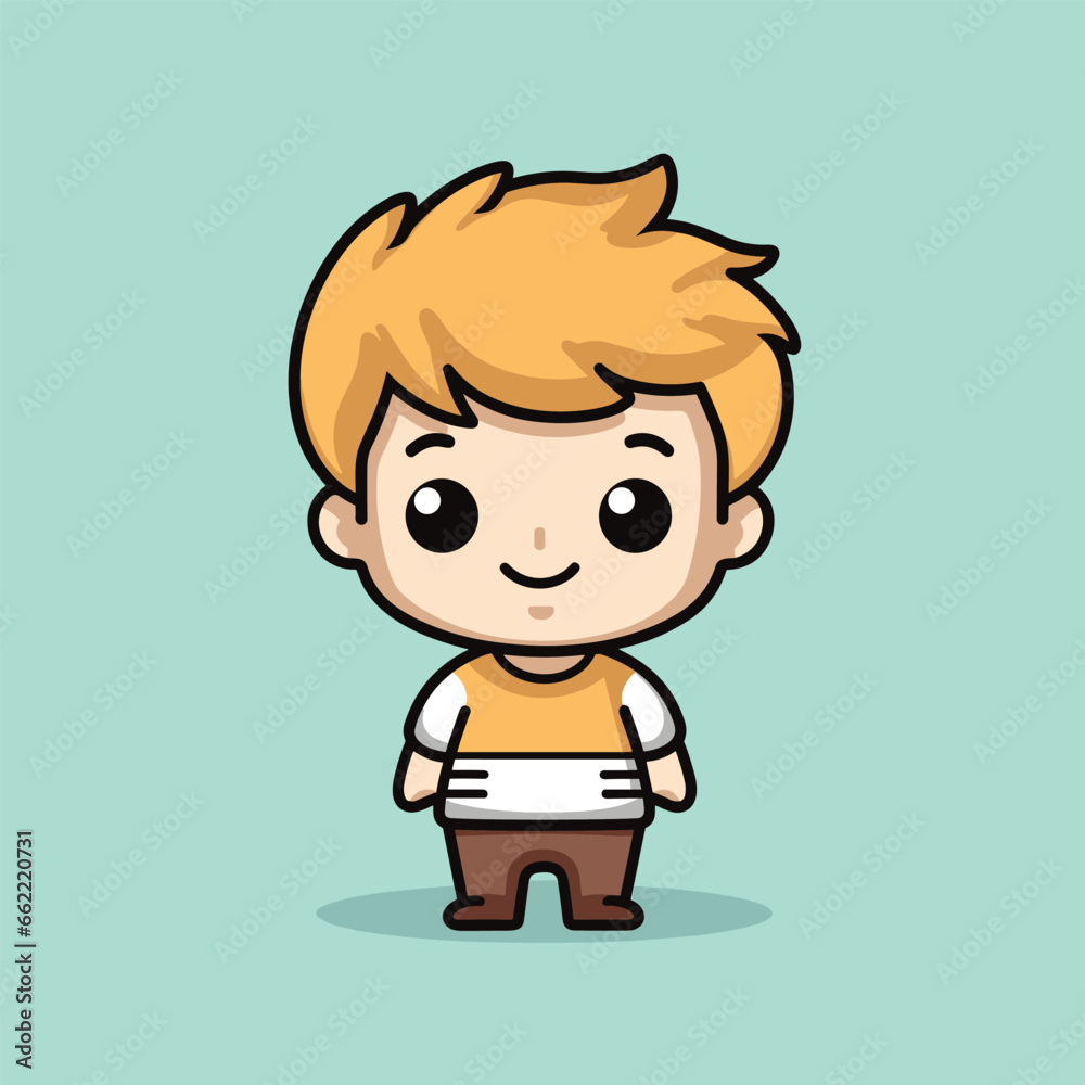 cartoon boy with yellow hair standing in front of a green background cartoon boy with yellow hair standing in front of a green background