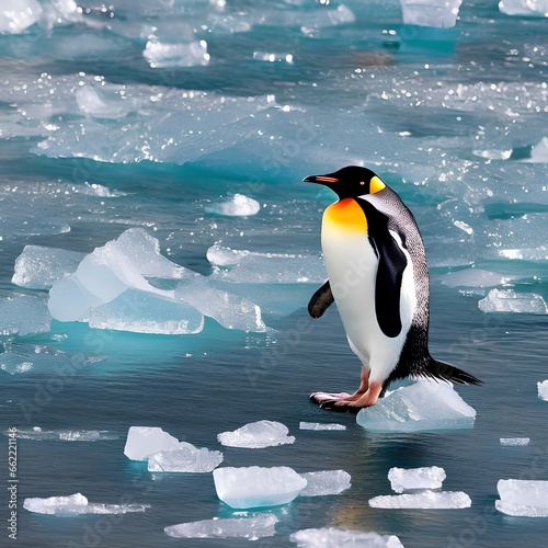 A cute and curious penguin waddling on an icy shoreline3  Generative AI