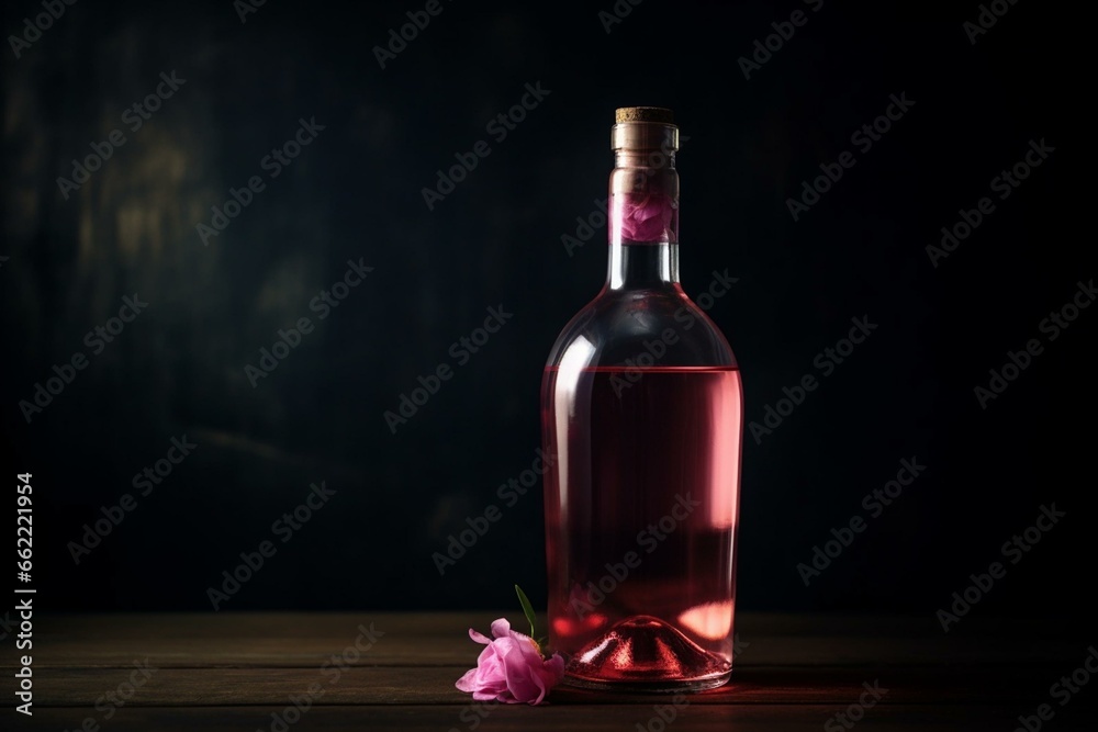 bottle of pink wine. Generative AI