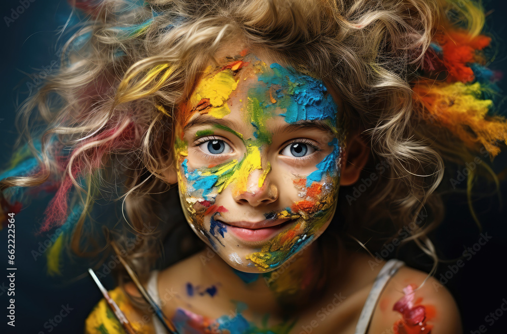 a young girl with a painting face