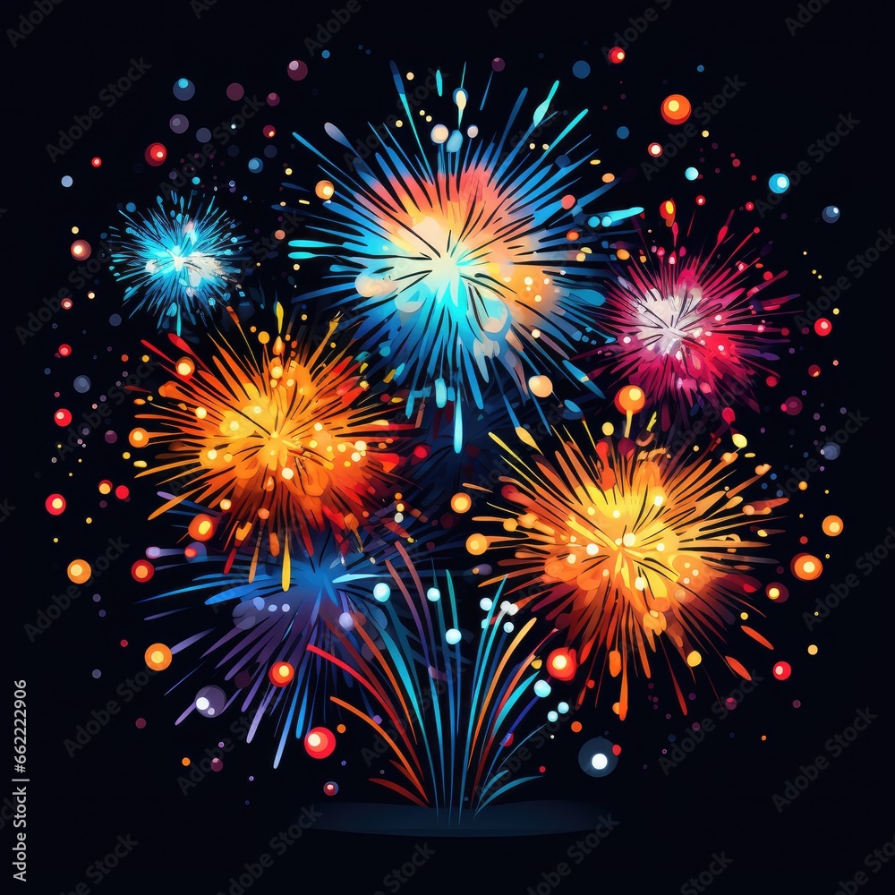 Naklejka premium Brilliant fireworks light up the celebration