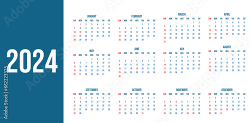 US 2024 Calendar national holidays mention. vector illustration. 