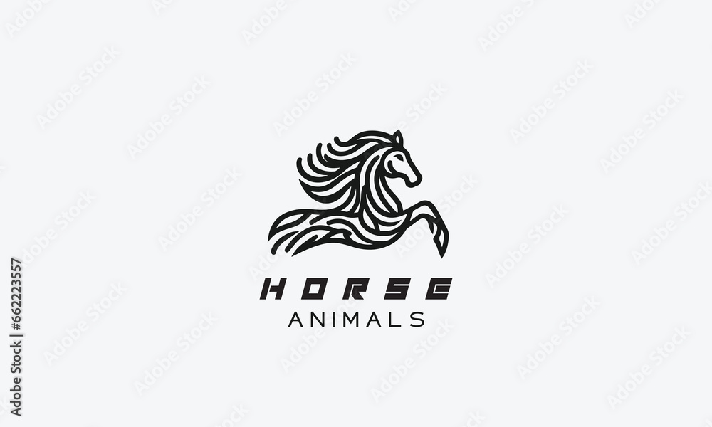 Horse vector logo icon minimalistic line art