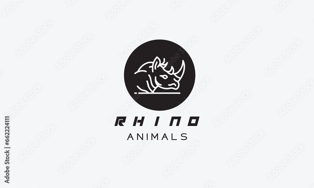 Rhino vector logo icon minimalistic line art design