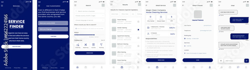 Service Finder and Cleaning, Repairing, Gardening, Services and Business Mobile App UI Kit template