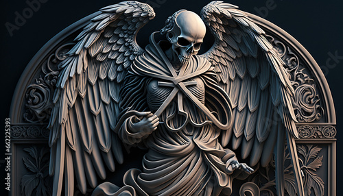 Angel of death glowing wall Ai generated art photo