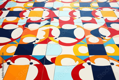 Tile flooring quirky doodle pattern, wallpaper, background, cartoon, vector, whimsical Illustration