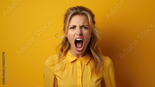 person screaming, woman in angry mood. © banthita166