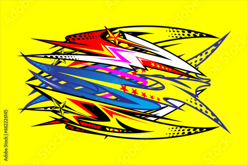 abstract vector background design with a unique striped pattern and a combination of bright colors, looks cool on a yellow background