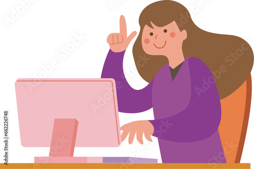 PCを操作する女性