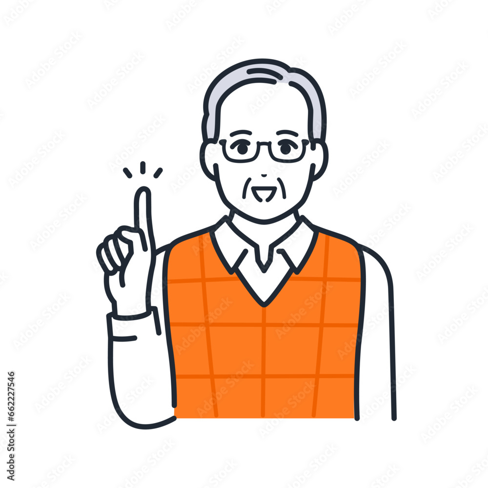 説明をするシニア男性のシンプルなベクターイラスト素材 説明をするシニア男性のシンプルなベクターイラスト素材