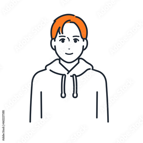 パーカーを着た若い男性のシンプルなアバターアイコンのベクターイラスト素材