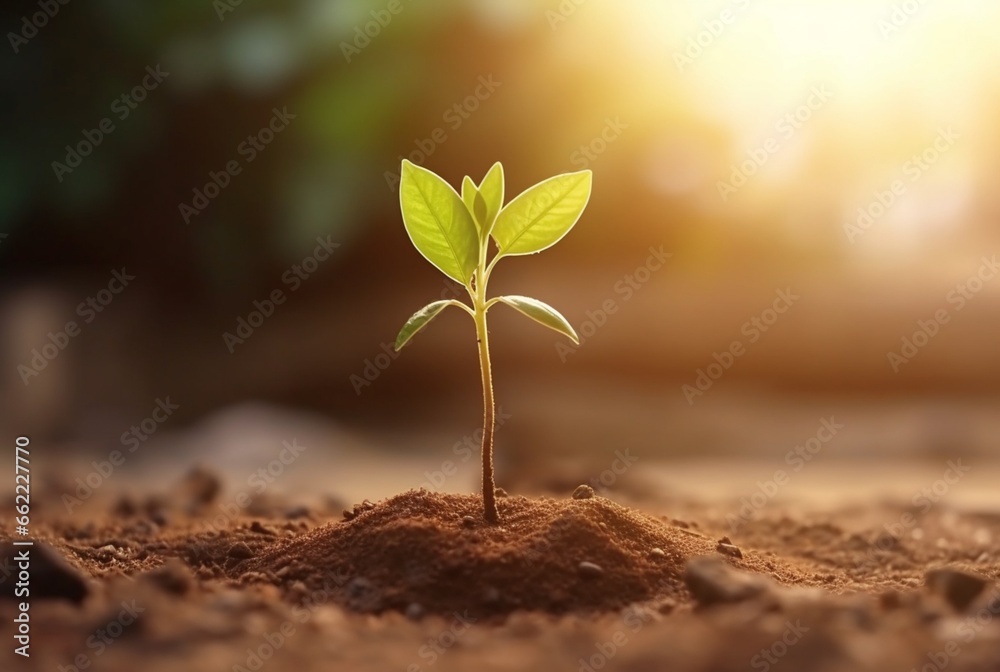 young plant growing in garden with sunlight. generative ai young plant growing in garden with sunlight. generative ai