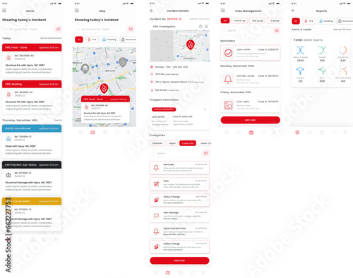Accident Notifications, Emergency Incidents like Flood, Fire and Earth Quakes and Insurance App UI kit Template