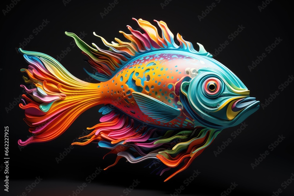 Colorful fish on a black background. Rainbowcoloured gay or lesbian fish, fish with rainbow tail for pride month in june, coming out day
Colorful fish on a black background. Rainbowcoloured gay or lesbian fish, fish with rainbow tail for pride month in june, coming out day