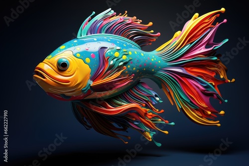Colorful fish on a black background. Rainbowcoloured gay or lesbian fish  fish with rainbow tail for pride month in june  coming out day 